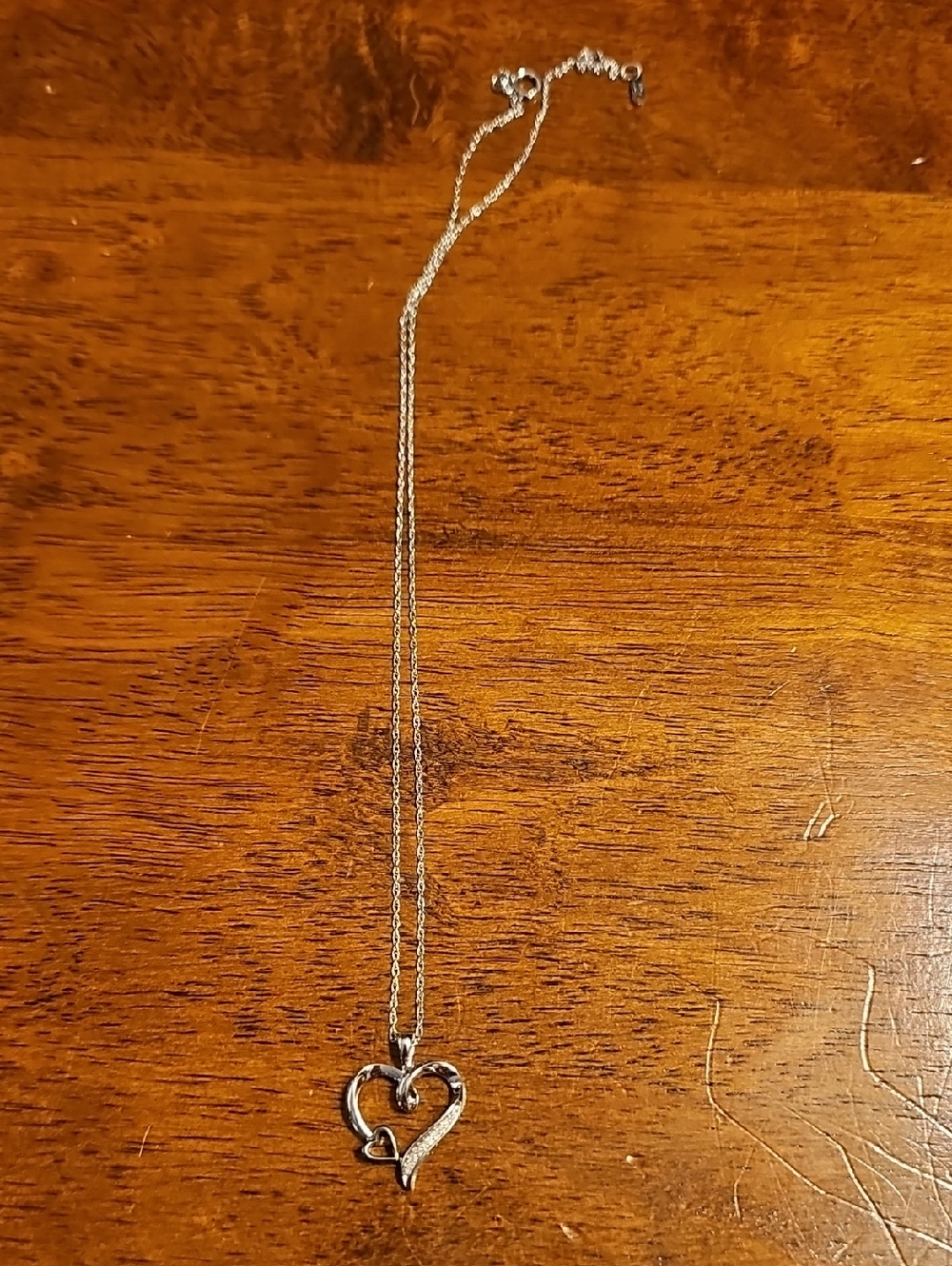 10k Silver Double Heart Necklace